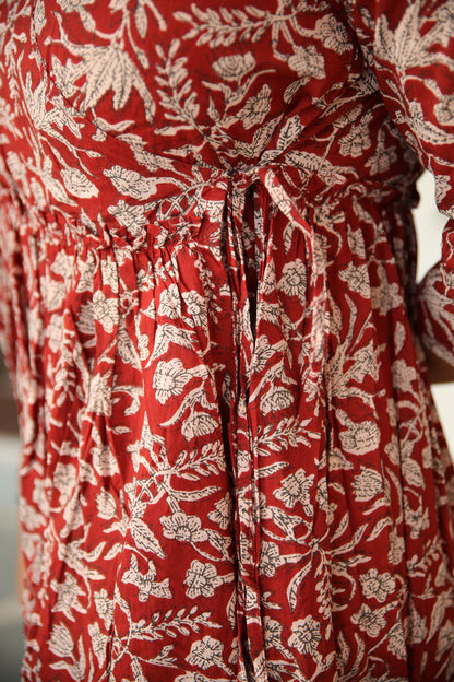 Maroon Angrakha Long Dress