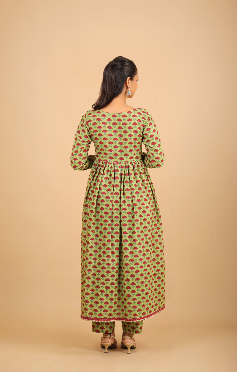 Parrot Green Nyra-Cut Cotton Kurta Set