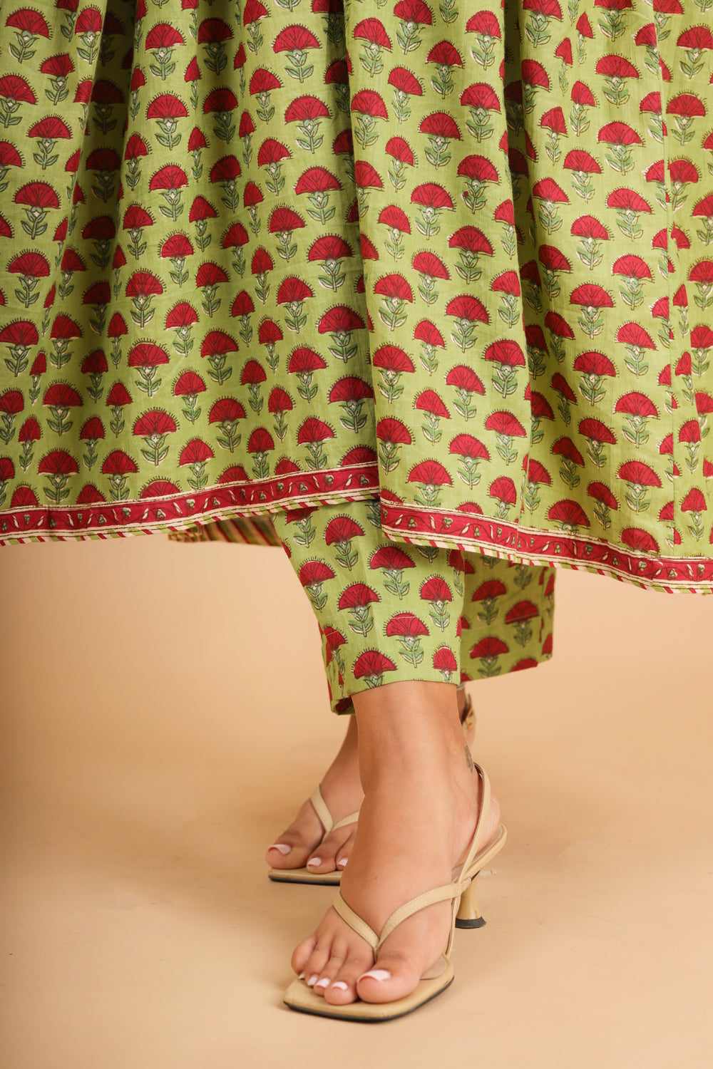 Parrot Green Nyra-Cut Cotton Kurta Set