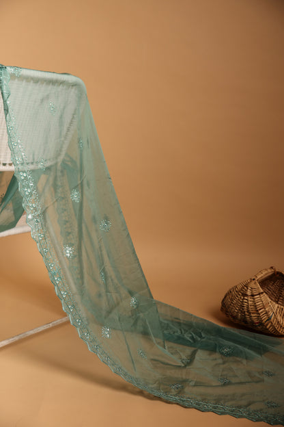 Sea Green Organza Dupatta