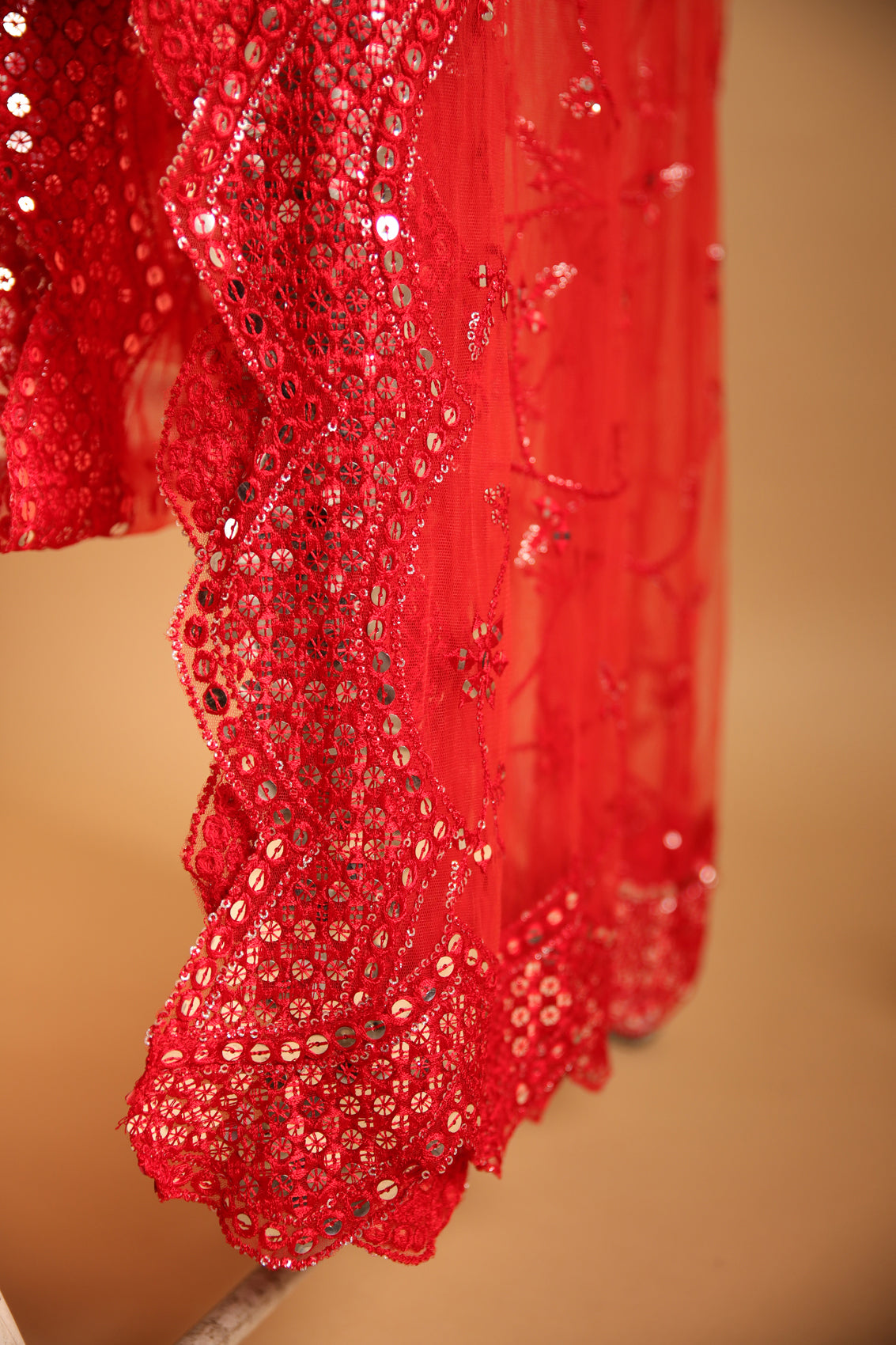 Heavy Bordered Orange Silver Dupatta