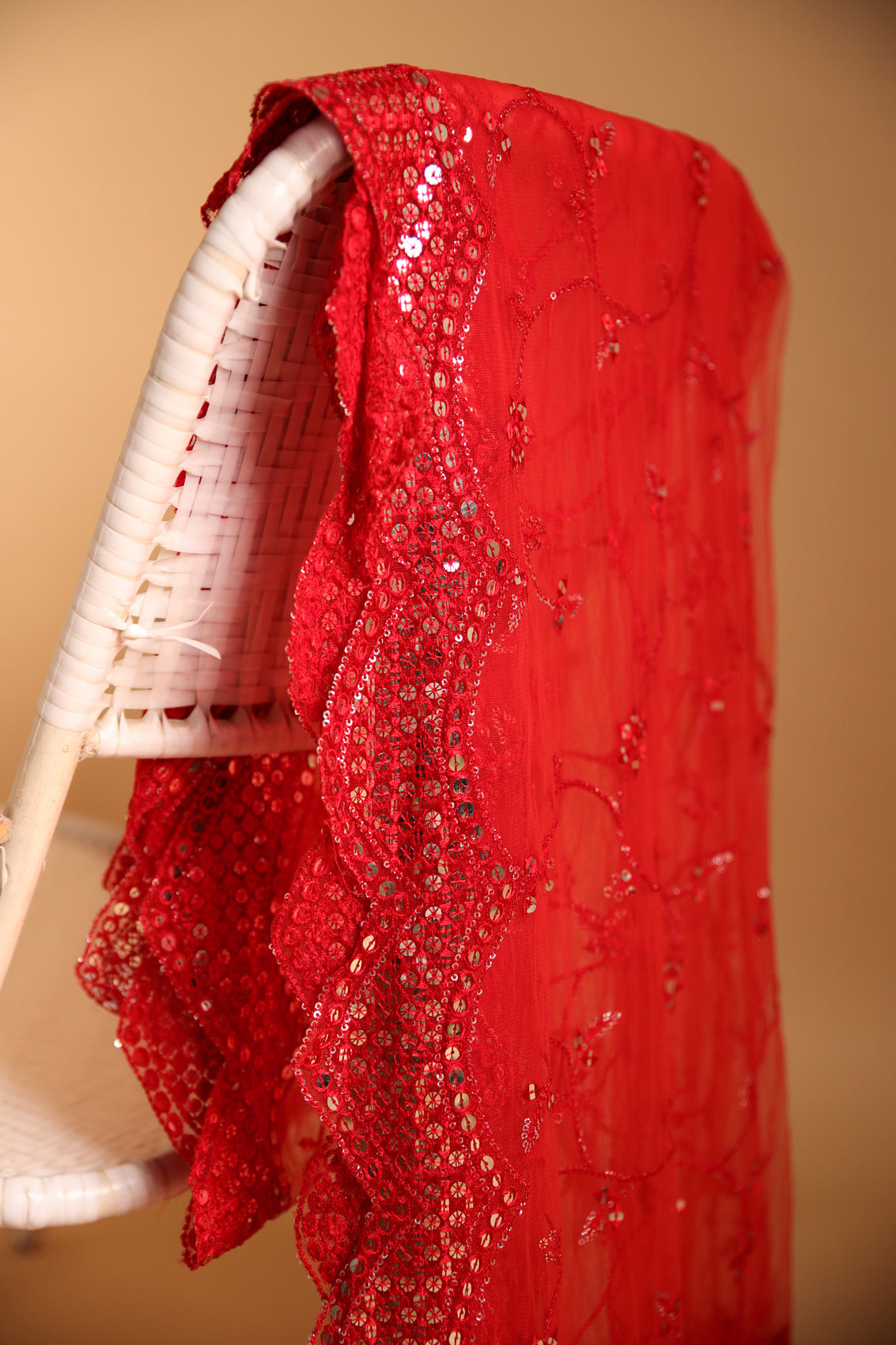 Heavy Bordered Orange Silver Dupatta