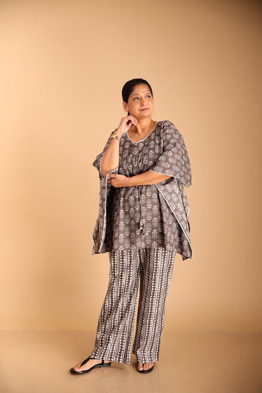 Kaftan Style Grey Lounge Wear Set