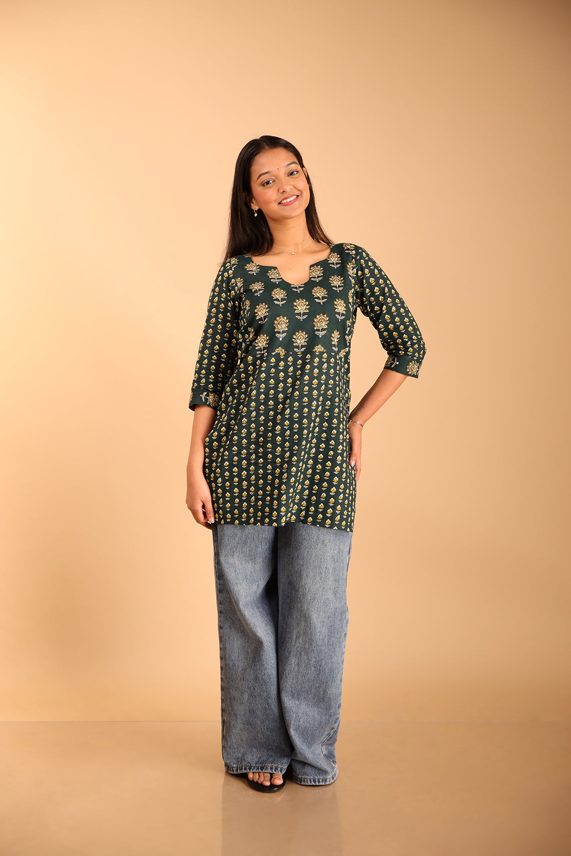 Multi-Patched Styled Green Kurti