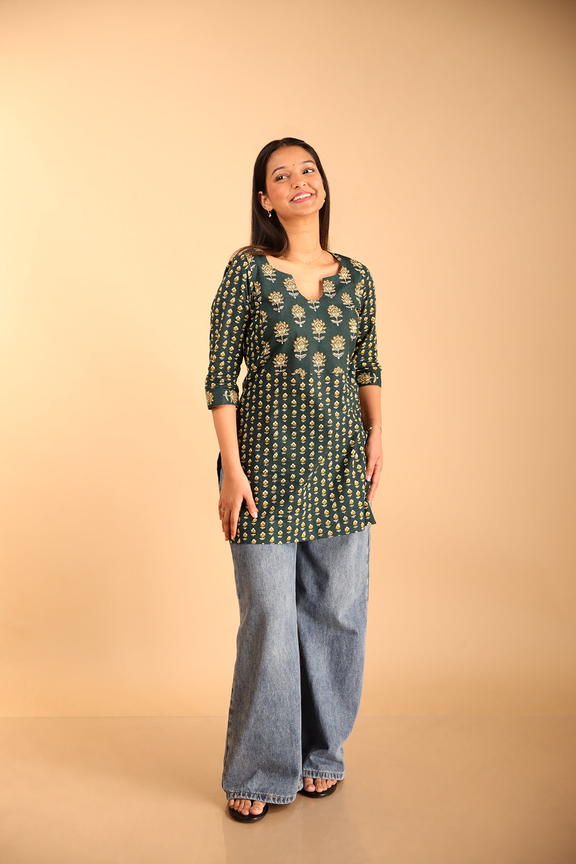 Multi-Patched Styled Green Kurti