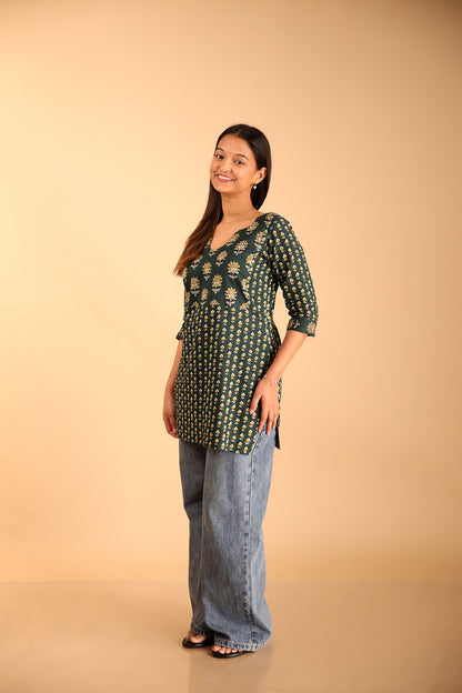 Multi-Patched Styled Green Kurti