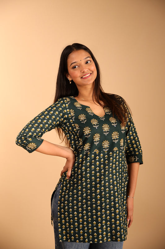 Multi-Patched Styled Green Kurti