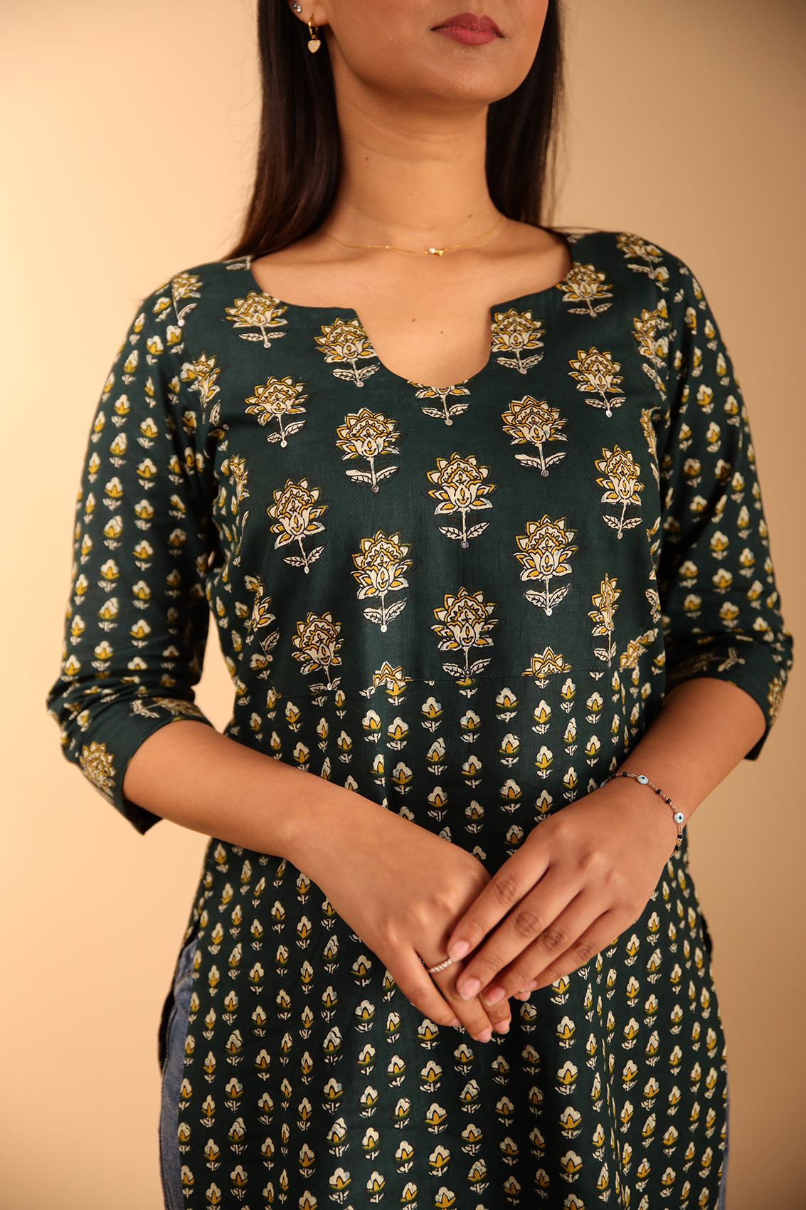 Multi-Patched Styled Green Kurti