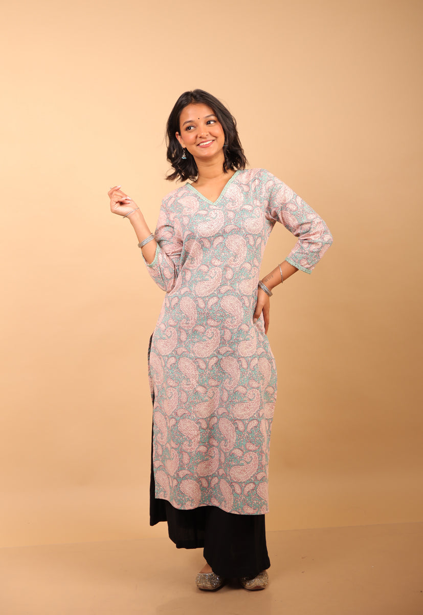 Sky Blue Long Kurti