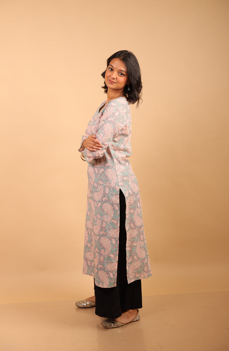 Sky Blue Long Kurti