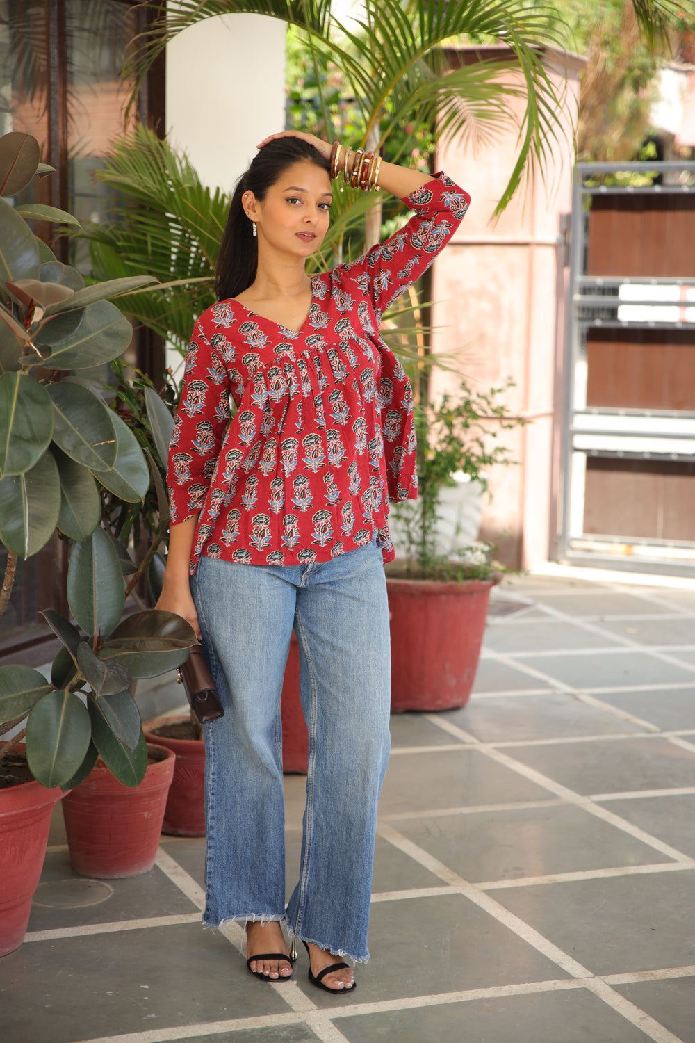 Maroon Red Short Kurti