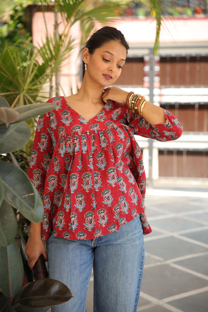 Maroon Red Short Kurti