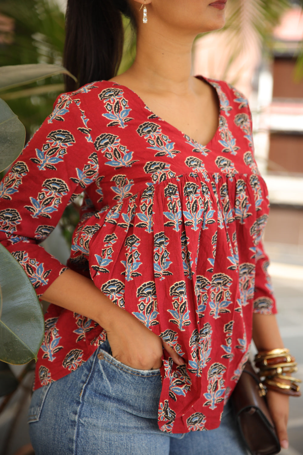 Maroon Red Short Kurti