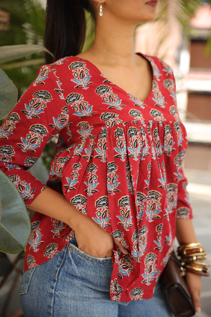 Maroon Red Short Kurti