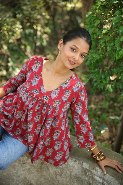 Maroon Red Short Kurti