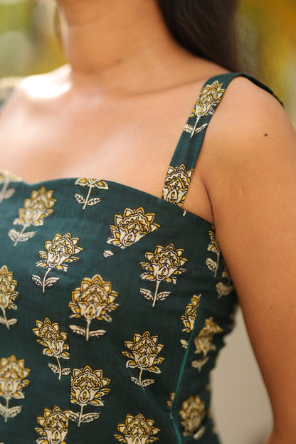 Bottle Green Square Neck Top