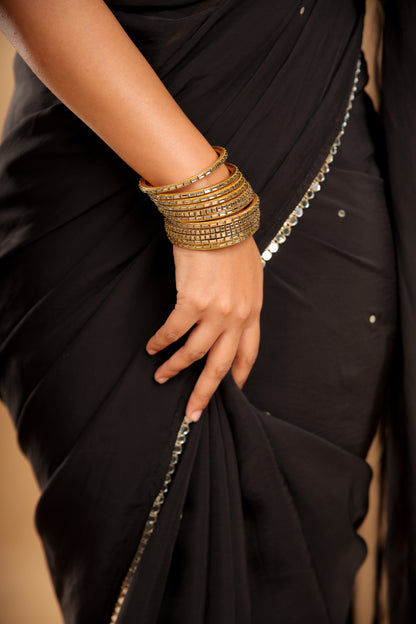 Siya black saree with Unstitched Blouse