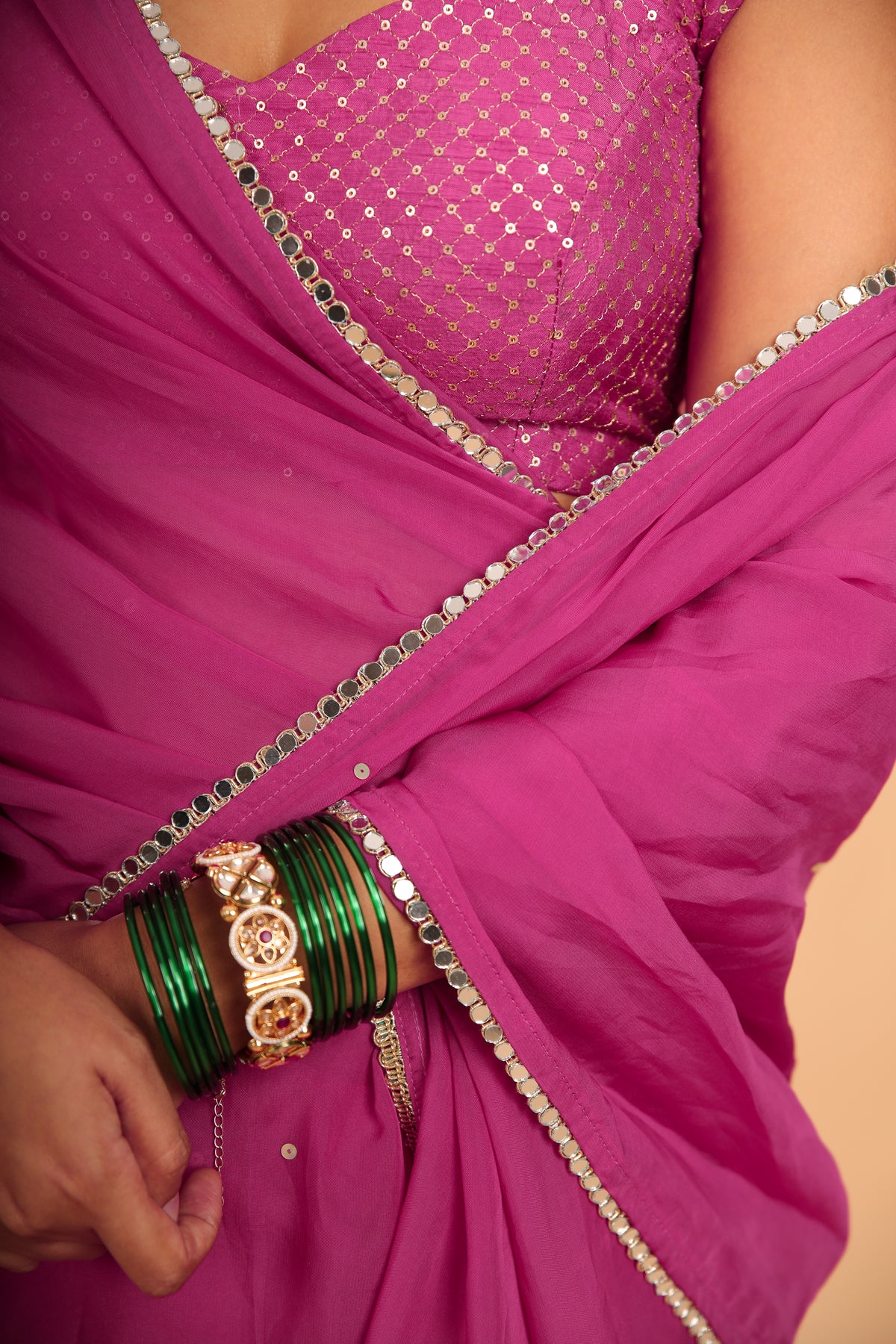 Gulabi Saree with Unstitched Blouse