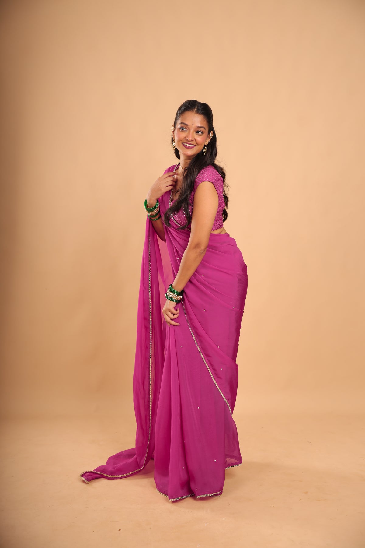 Gulabi Saree with Unstitched Blouse