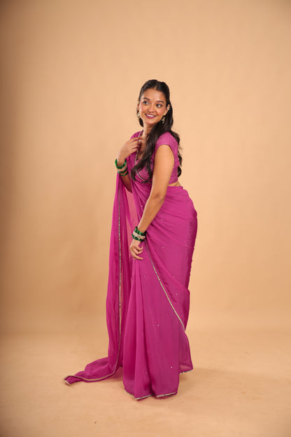 Gulabi Saree with Unstitched Blouse