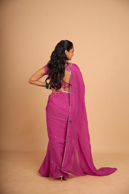 Gulabi Saree with Unstitched Blouse