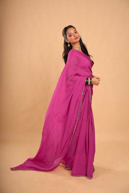 Gulabi Saree with Unstitched Blouse