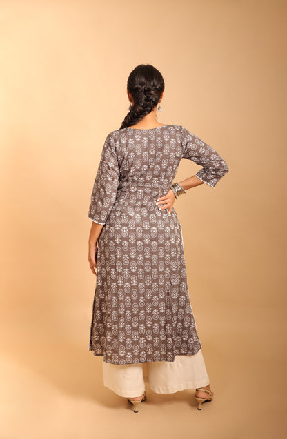 Grey A-Line Long Kurti