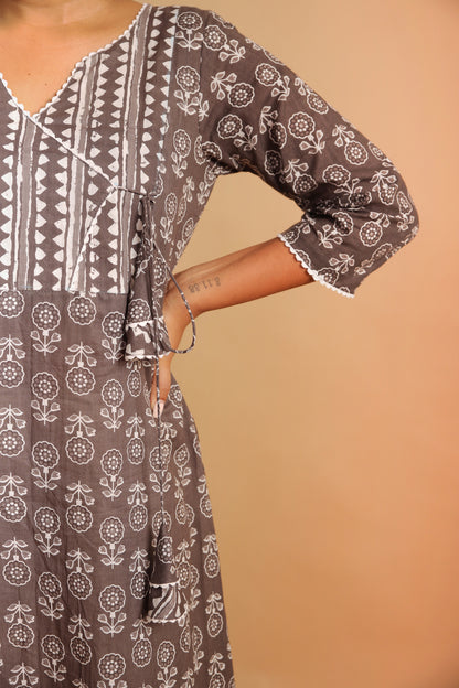 Grey A-Line Long Kurti