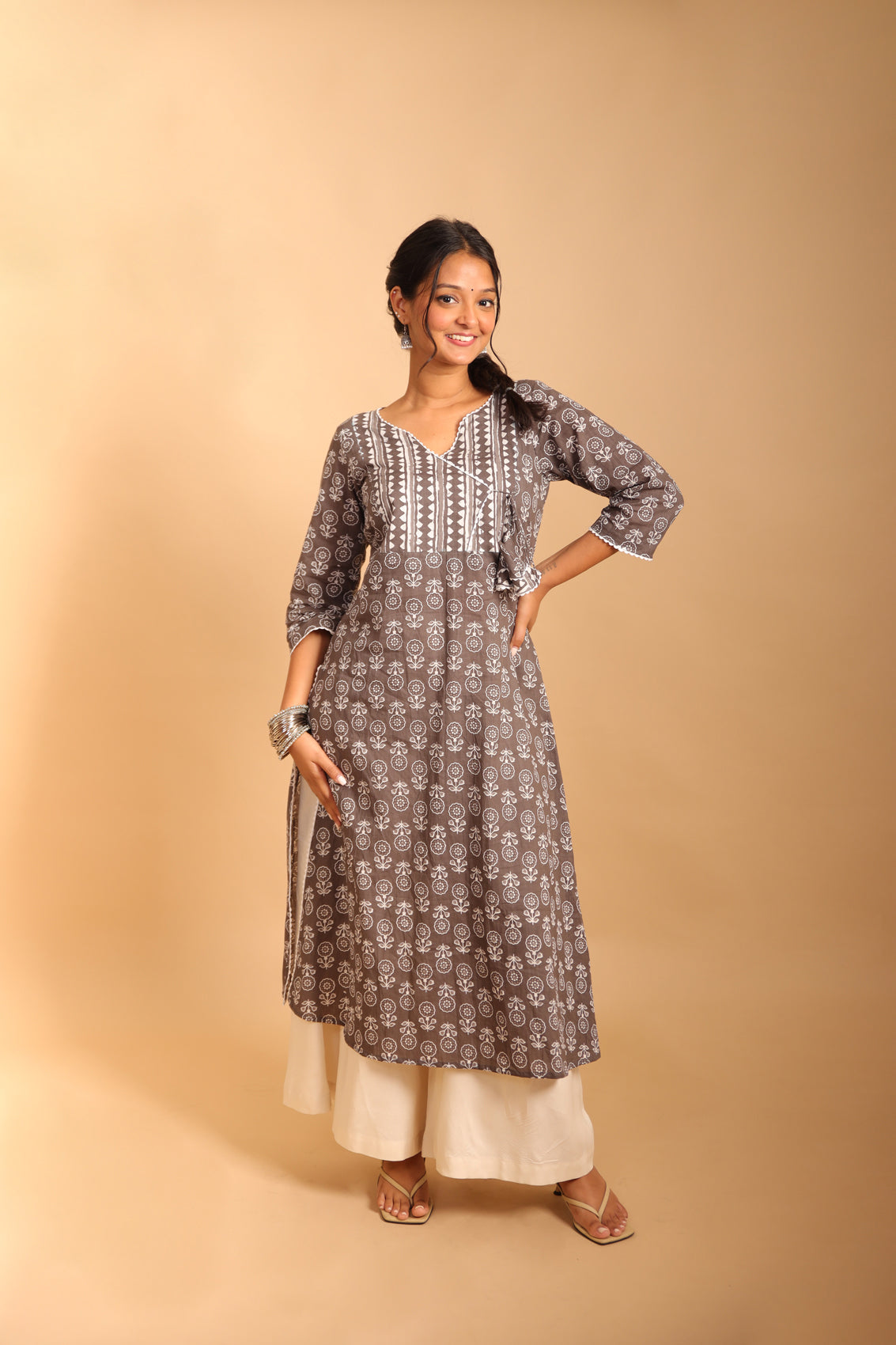 Grey A-Line Long Kurti