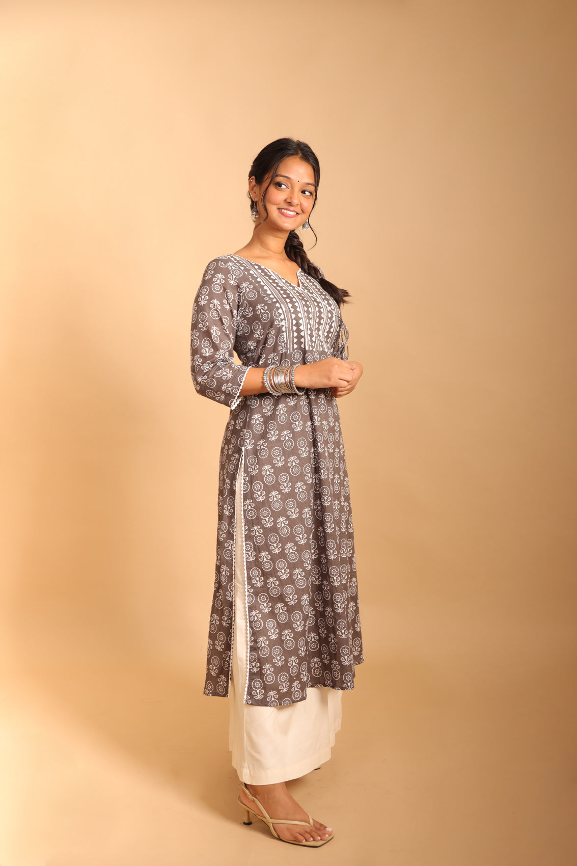 Grey A-Line Long Kurti