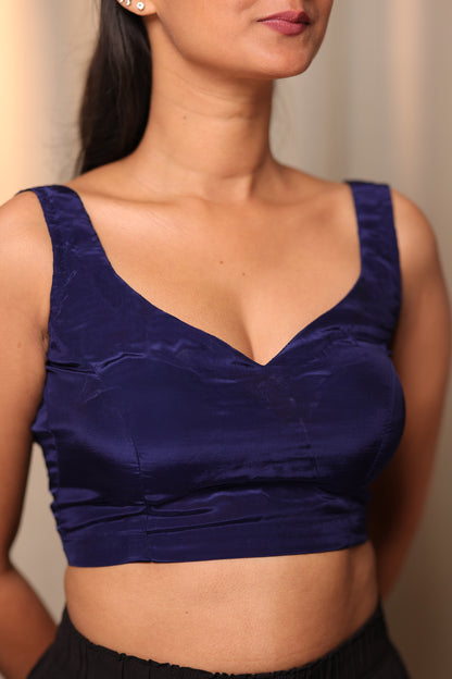 Navy Blue Crepe blouse(Sleeveless)