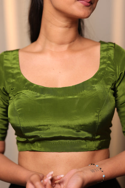 Light Green Crepe Blouse(With Sleeves)