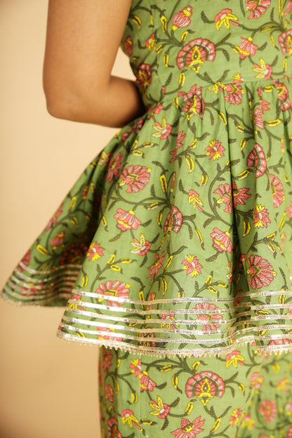 Palm Green Gota Patti Sharara Set