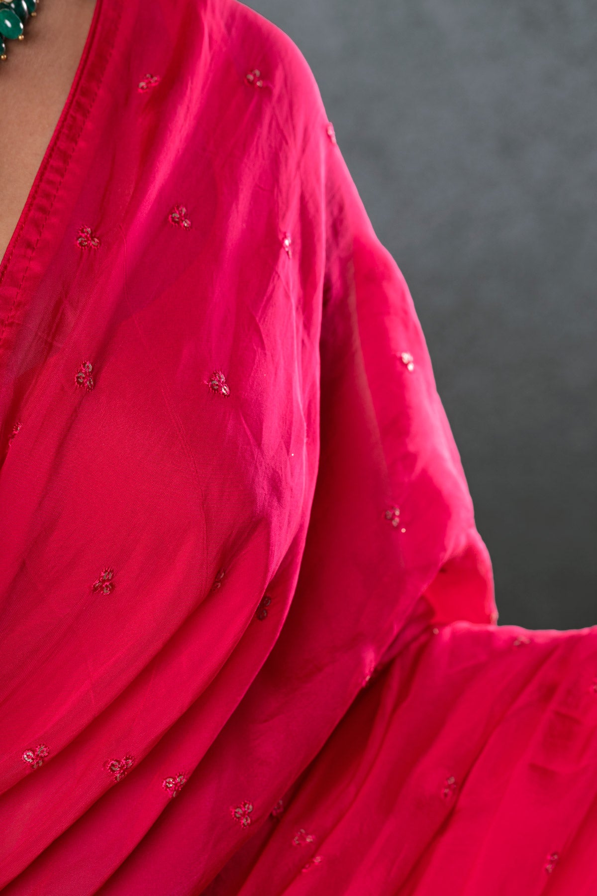 Rani Pink Saree With Blouse